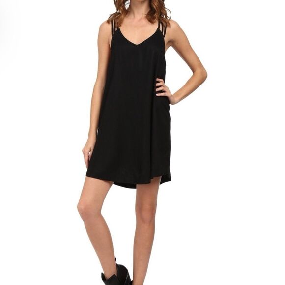💠 RVCA Maris Black Strappy Cage Mini Shift Dress Size S - Picture 2 of 14